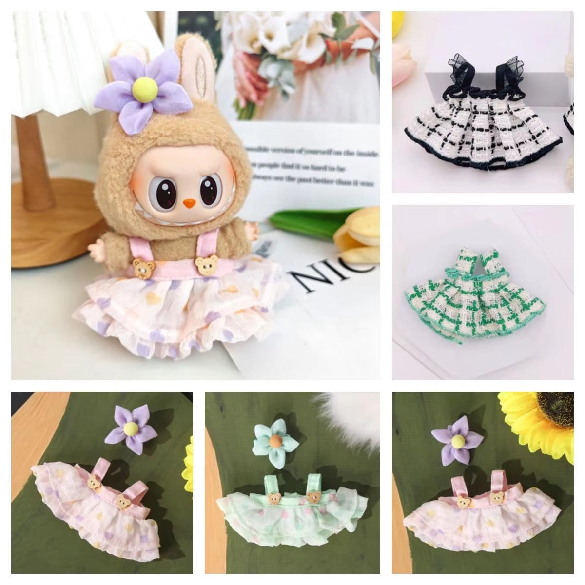 Mini Plush Doll'S Clothes Outfit Accessories for Korea Kpop Exo Labubu V1 V2 Idol Strap Skirt Clothing Gift