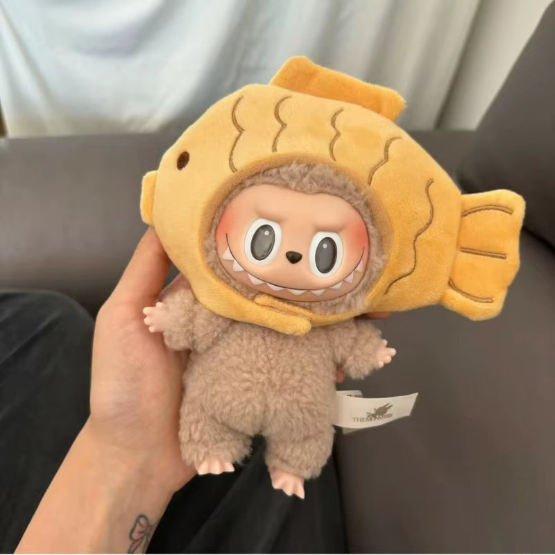 17Cm Cute Mini Plush Doll'S Clothes Outfit Accessories Labubu Clothing DIY Kid Gift Sea Bream Grilled Bread Baby Clothes HAT