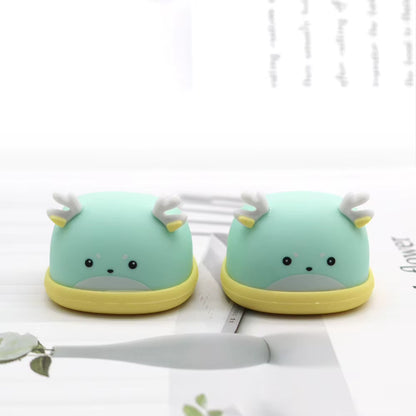 For 17Cm Mini Cute Labubu Macaron Vinyl Doll Cartoon Rubber Slippers Shark Lion Dance Style Labubu Accessories Ropa Labubu