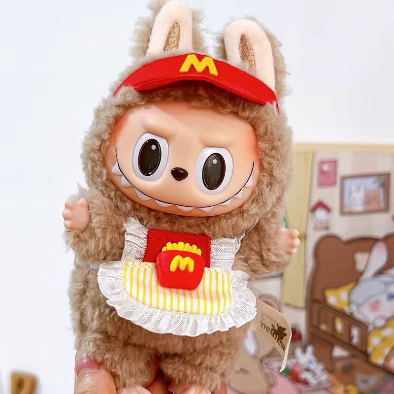 17Cm Cute Mini Plush Doll'S Clothes Outfit Accessories for Korea Kpop Exo Labubu Idol Dolls Maid Suit Clothing DIY Kids Gift