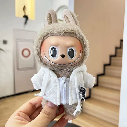 17Cm Labubu Clothes Cool Mini Plush Hoodie Idol Dolls Jumpsuit Fashion Clothing for Korea Kpop Exo Fans Overalls Accessories