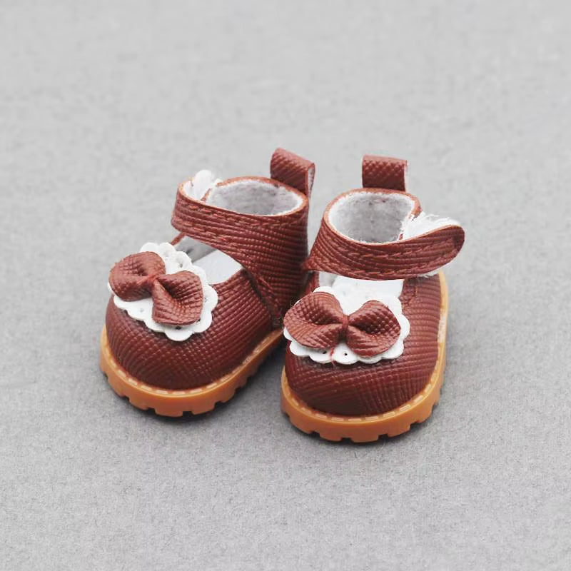 For Labubu Bow Shoes for 17Cm Labubu 10Cm for EXO /Cotton Doll Finger Shoes Doll Leather Shoes