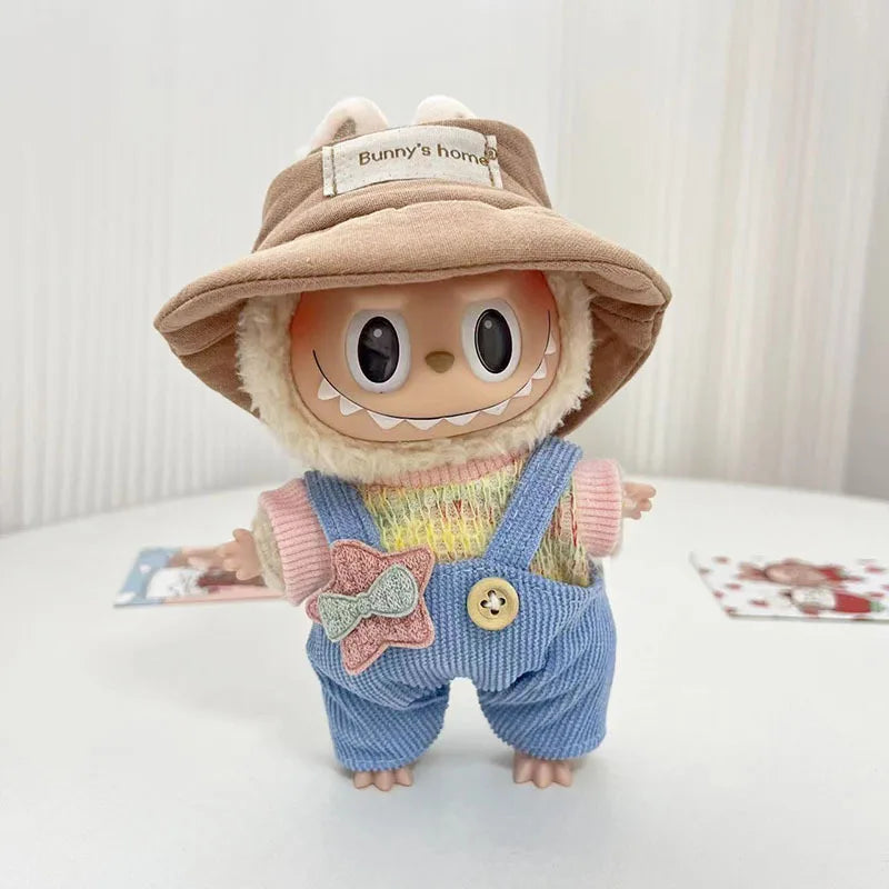 17Cm Cute Mini Labubu Clothes Plush Hoodie Idol Dolls Jumpsuit Clothing Fans Overalls No Doll Accessories for Korea Kpop Exo