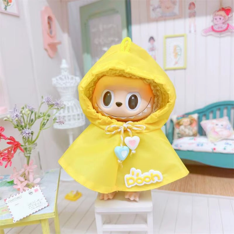 1PC 17Cm Labubu Clothes Cute Mini Plush Doll'S Outfit Accessories Jumpsuit Hooded Sweater Poncho for Labubu Dolls Fans Gift