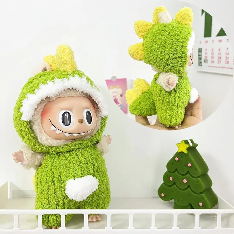 17Cm Cute Mini Labubu Clothes Plush Hoodie Idol Dolls Jumpsuit Clothing Fans Overalls No Doll Accessories for Korea Kpop Exo