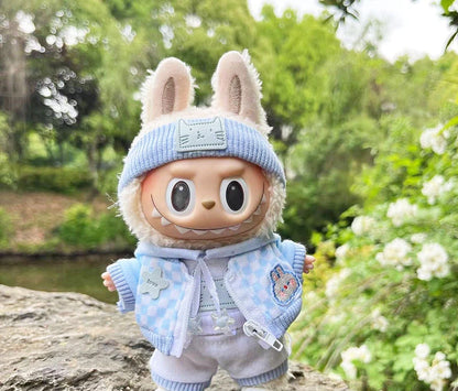 17Cm Cute Mini Labubu Clothes Plush Hoodie Idol Dolls Jumpsuit Clothing Fans Overalls No Doll Accessories for Korea Kpop Exo