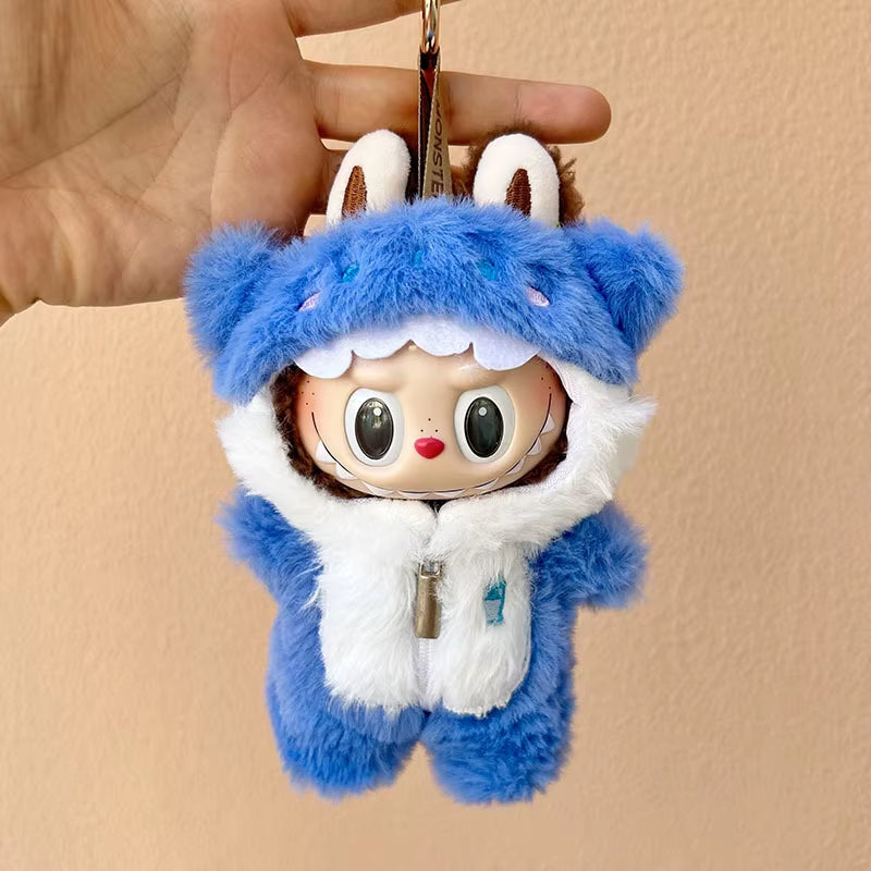 17Cm Labubu Cute Plush Doll'S Clothes Blue Shark Outfit Accessories Clothing Diy Kid Gift Jumpsuit Hoodie Clothes Fans Gift