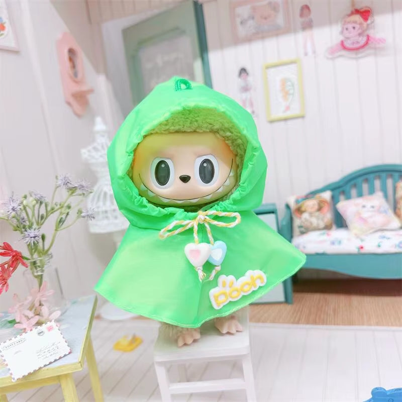 1PC 17Cm Labubu Clothes Cute Mini Plush Doll'S Outfit Accessories Jumpsuit Hooded Sweater Poncho for Labubu Dolls Fans Gift