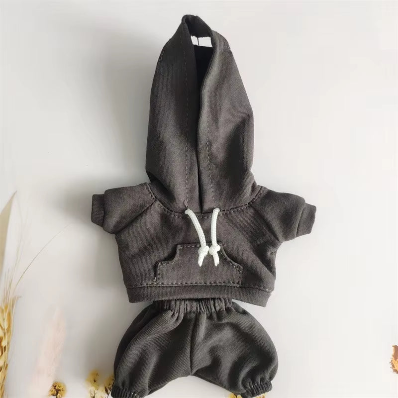 17Cm Labubu Doll'S Clothes the Monster Outfit Accessories Clothing DIY Kids Gift Girls Hooded Sweatshirt Pants Shoes White E25V