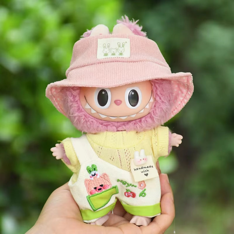 17Cm Cute Mini Plush Doll'S Clothes Outfit Accessories for Korea Kpop Exo Labubu Idol Dolls Maid Suit Clothing DIY Kids Gift