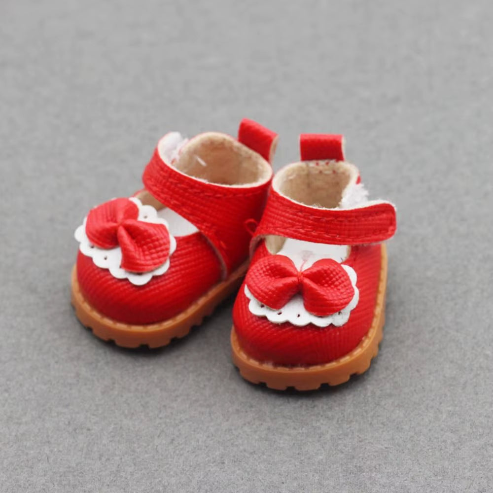 Doll Leather Shoes Labubu Bow Shoes for 17Cm Labubu 10Cm EXO /Cotton Doll Finger Shoes