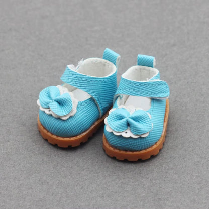 Doll Leather Shoes Labubu Bow Shoes for 17Cm Labubu 10Cm EXO /Cotton Doll Finger Shoes