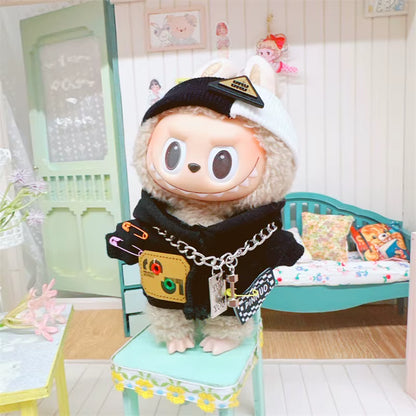 1PC 17Cm Labubu Clothes Cute Mini Plush Doll'S Outfit Accessories Jumpsuit Hooded Sweater Poncho for Labubu Dolls Fans Gift