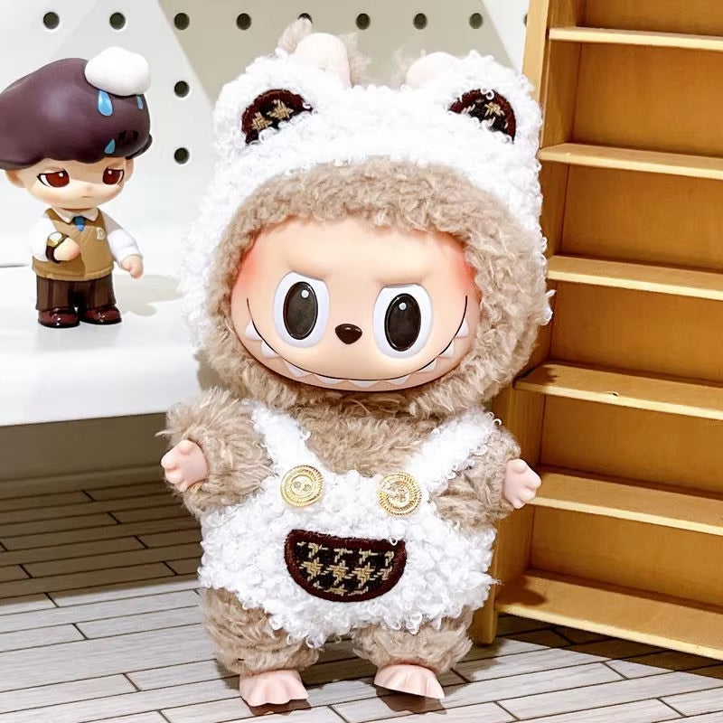 17Cm Cute Mini Plush Doll'S Clothes Outfit Accessories for Korea Kpop Exo Labubu Idol Dolls Maid Suit Clothing DIY Kids Gift