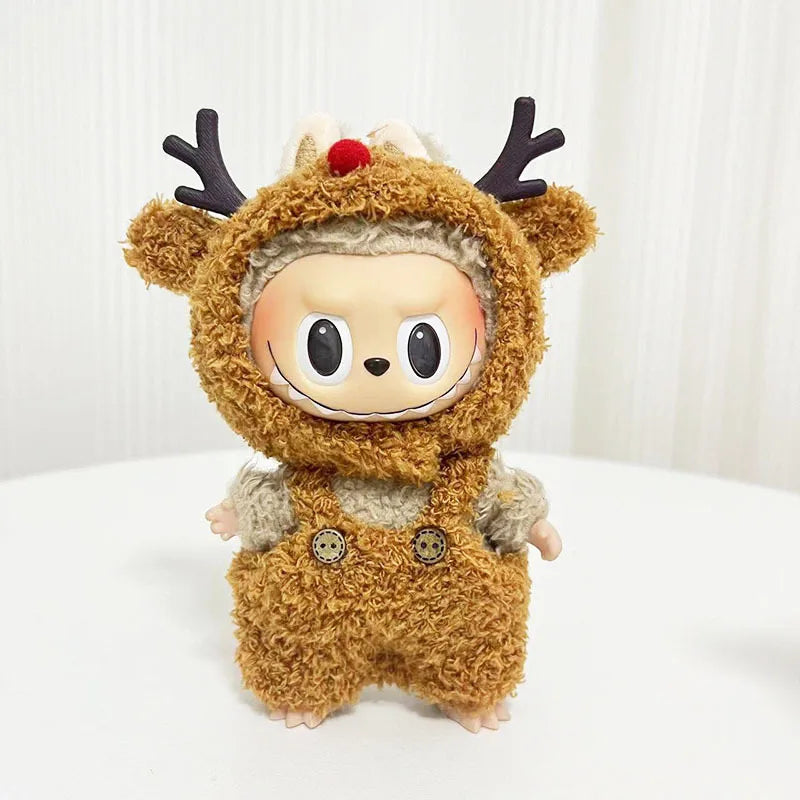 17Cm Cute Mini Labubu Clothes Plush Hoodie Idol Dolls Jumpsuit Clothing Fans Overalls No Doll Accessories for Korea Kpop Exo