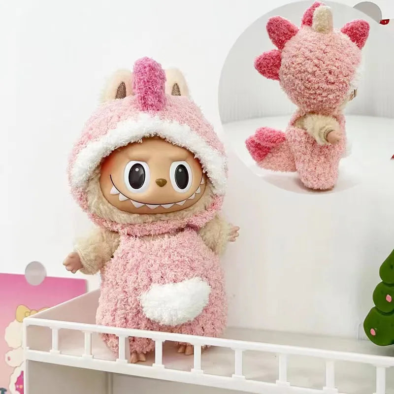 17Cm Cute Mini Labubu Clothes Plush Hoodie Idol Dolls Jumpsuit Clothing Fans Overalls No Doll Accessories for Korea Kpop Exo