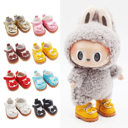 For Labubu Bow Shoes for 17Cm Labubu 10Cm for EXO /Cotton Doll Finger Shoes Doll Leather Shoes