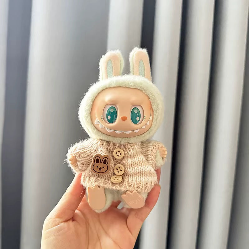 For 17 Cm Labubu Clothes Pendant Labubu Sitting Party Bear Label Scarf Hat Dolls Accessories Labubu Outfit