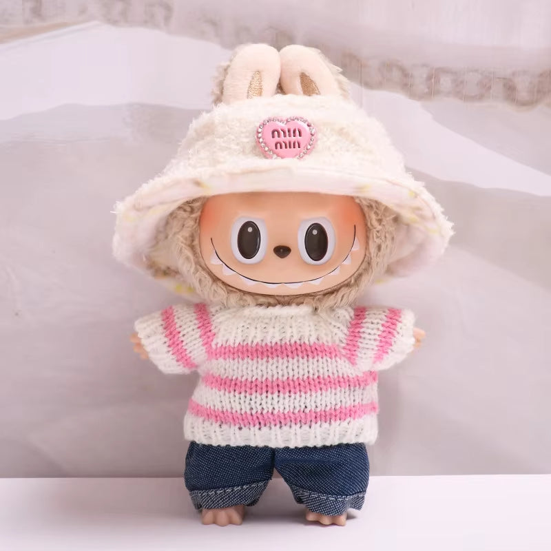 17Cm Cute Mini Plush Doll'S Clothes Outfit Accessories for Korea Kpop Exo Labubu Idol Dolls Maid Suit Clothing DIY Kids Gift