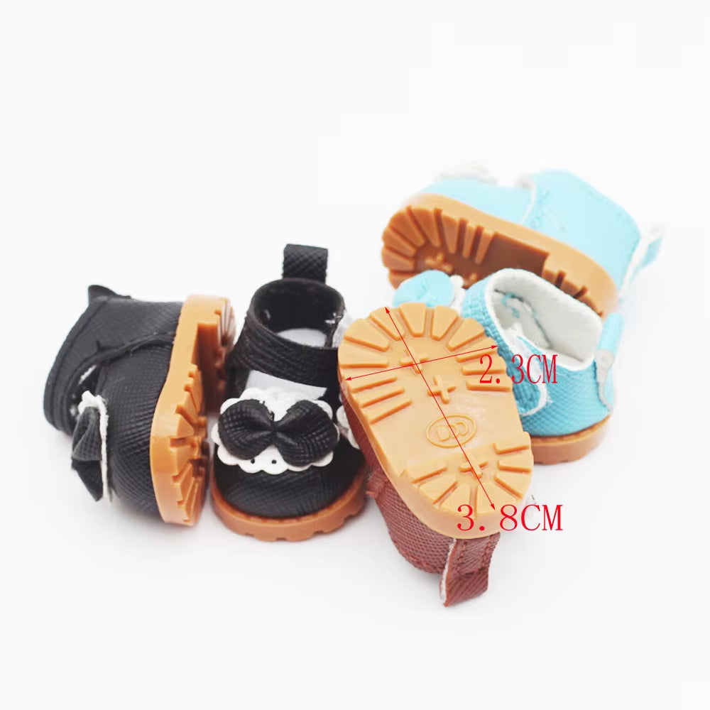 Doll Leather Shoes Labubu Bow Shoes for 17Cm Labubu 10Cm EXO /Cotton Doll Finger Shoes